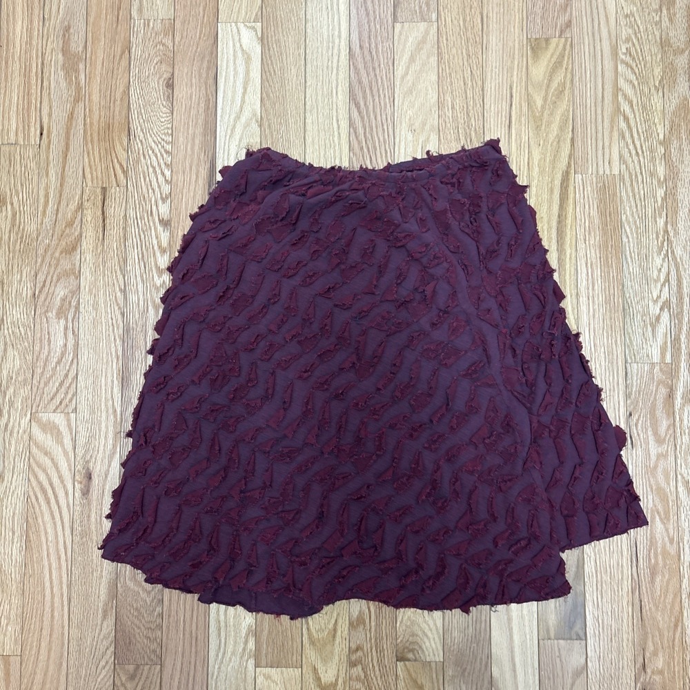 Ona‎ Burgundy Boho Assymmtric Textured Maxi Skirt - Size Medium